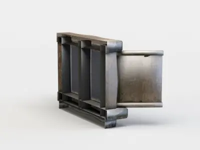Window wooden box Low-poly 3D model