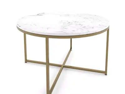 Conference table round Alisma white marble 3D model