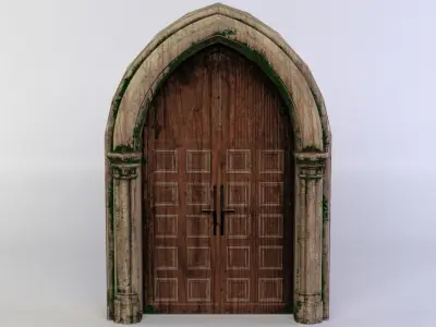 Door old wooden Low-poly 3D model