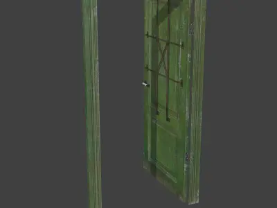 Old wooden door Low-poly 3D model