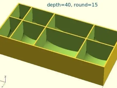 Generic Tray Creator Script with rounded bin floors Free 3D print model