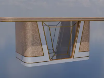 Golden Luxe Dining Table Elegance 3D model