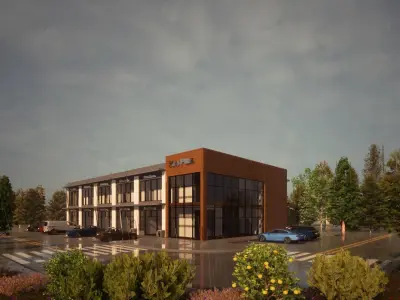 Strip Plaza - Strip Mall Revit and Twinmotion  3D model
