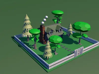 Forest House  Low-poly 3D model