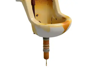 Grungy Yellow Industrial Urinal Low-poly 3D model