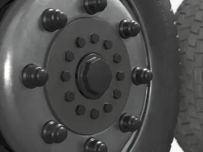  Commercial Truck Wheel Set with Dual Tires Black 
