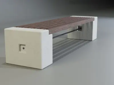 Concrete Bench - Type 3A long 3D model