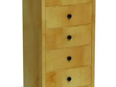 Modern Wood Dresser  Six Drawers 3D model