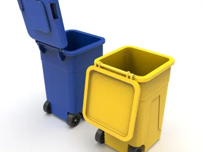 High Poly Wheeled Garbage Bin  3D model