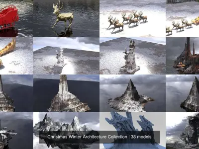 Christmas Winter Architecture Collection 3D Model Pack