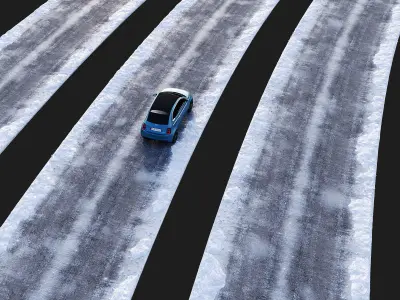 Winter road editable 3D model