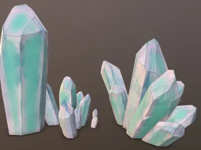 dry chalk minerals near the sea for games Low-poly 3D model