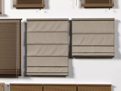 Bamboo Blinds Roman Shades Collection 3D Model Pack Low-poly 3D model