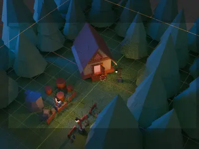 Cosy cottage in the woods Low-poly 3D model