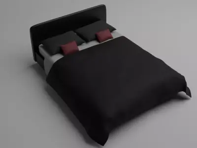 Modern Black Bed Free 3D model