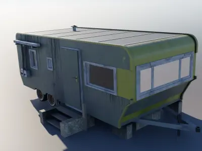 Trailer House dirty in two version with 15 set Low-poly 3D model