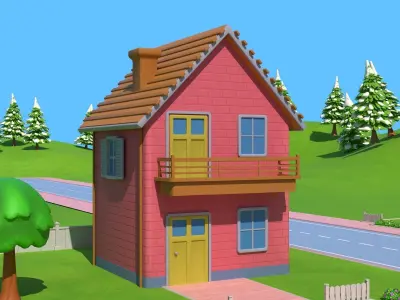 Cartoon House Pack Low-poly 3D model