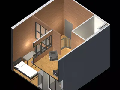 Apartment room in section cut 25-66 3D model