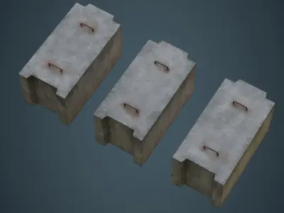 Concrete Barrier 5B Low-poly 3D model