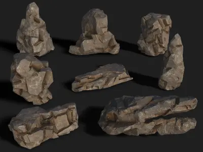 Mountain cliff Rocks - 3D Models PBR Pack 01 Low-poly 3D model