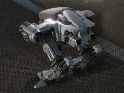 ED-209 robocop robot Low-poly 3D model