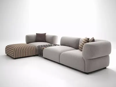 Butterfly modern sectional sofa 3D model