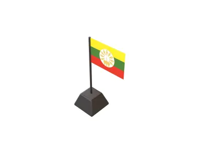 Flag of the State of Burma Stylized version v1 001 Low-poly 3D model