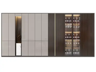 Shelf 3d Model bar cabinet with glass doors 3D model