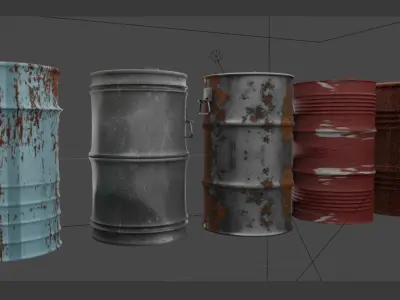 Barrel Set 001 Low-poly 3D model