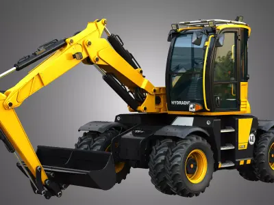 110W Hydradig Wheeled Excavator  3D model