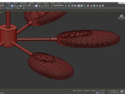 CERES brass chandelier with glass shades Low-poly 3D model