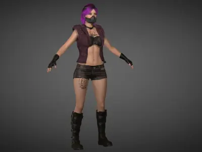 Cyberpunk Girl Low-poly 3D model