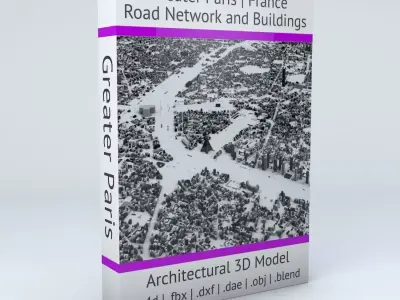 Greater Paris Streets and Buildings  3D model