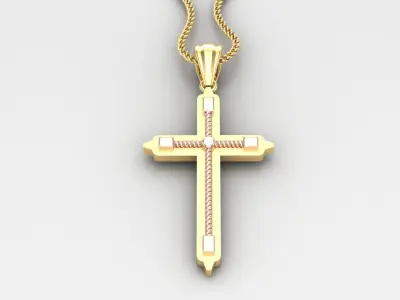 High Cross Pendant Light Gold 18K 4CP082 3D print model