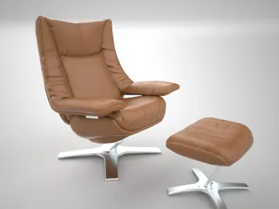 Lowpoly Natuzzi Revive Chair and Ottoman Low-poly 3D model