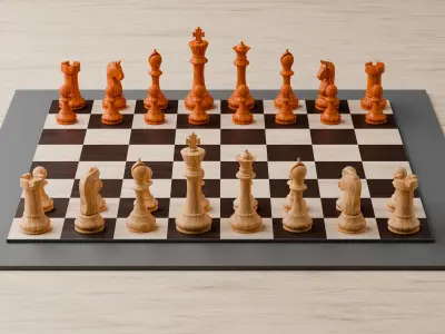Wooden Chess Low-poly 3D model