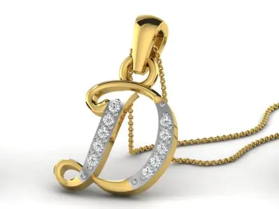 Pendants Collection letter e pendant with diamonds 3D print model