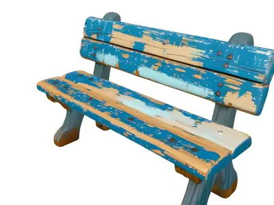 Weathered Wooden Park Bench 3D Model Low-poly 3D model