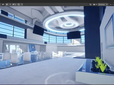 Modern Convention Center Interior Unity HDRP URP Low-poly 3D model