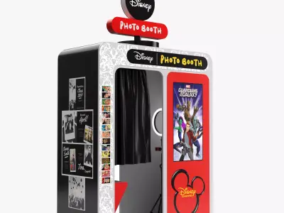 Disney Park Photo Booth with Camera Stand Low-poly 3D model