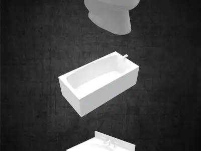 Toilet sink and tub pack simple for any designers or architects Low-poly 3D model