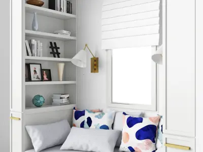 Comfort corner with window and pillow 3D model