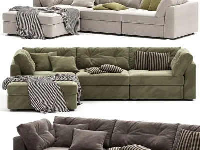 Sohla 4 Piece L Shaped Grey Boucle Sectional Sofa 3D model