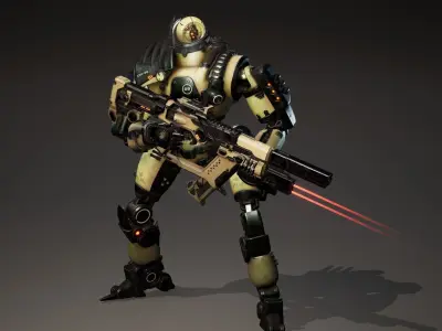 Etasphera09 robot with gun Low-poly 3D model