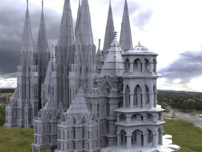 Elven city lothlorian forest castle 3D 3D model