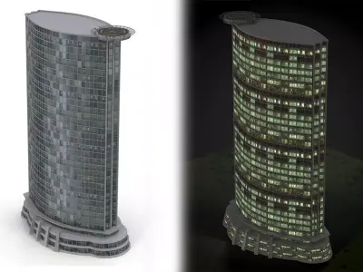 Skyscraper tall building Low-poly 3D model shop
