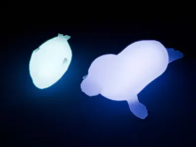 Indirect lighting of a parent and child seal 3D model