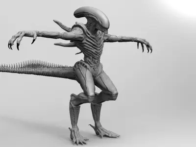Alien Xenomorph Hunter 3D Production Model Rigged 3D model
