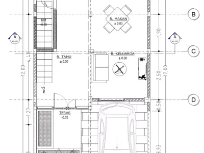 Simple 2 Storey House Model 6x10m  Skp Lumion DWG 3D model