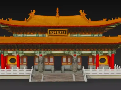 Traditional Chinese Temple 3D Model Low-poly 3D model